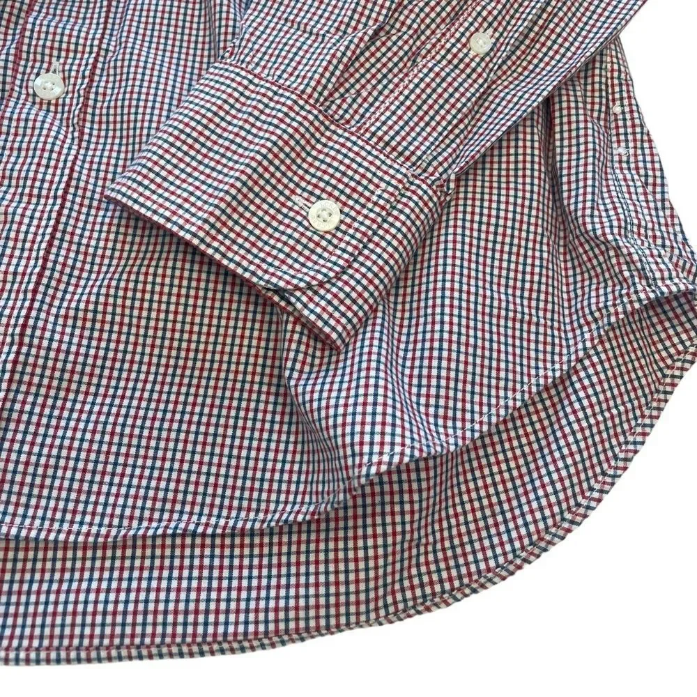 J. Crew Red and Blue Checkered Button Down Top Men’s Size Large